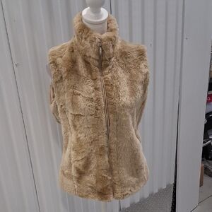 Women's Coldwater Creek Tan Faux Fur Vest